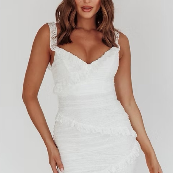 Selfie Leslie White Lace Mini Dress (SMALL) - Picture 3 of 4